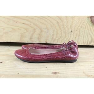 L.L. Bean Shoes Womens 6.5 M Red Leather Tooled Embossed Ballet Flats